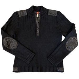 Barney’s New York CO-OP Black Lambswool Military-Style Sweater - Size L